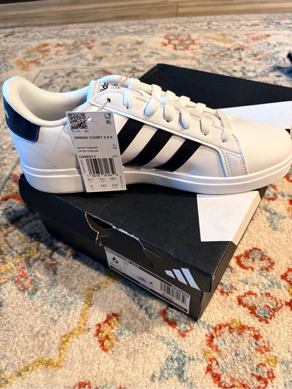 adidas White & Black Big Kids Low-Top Sneakers
